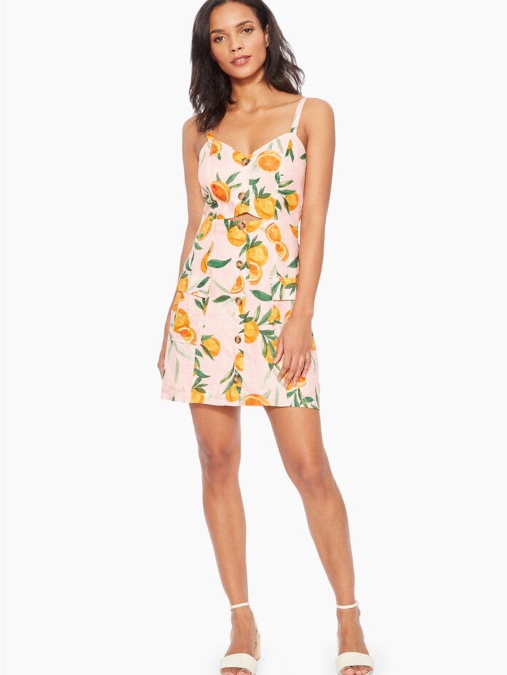 Parker Pink Mini Dress with Orange Fruit Print